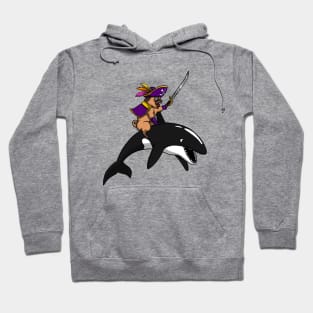 Pug Dog Pirate Riding Orca Whale Hoodie